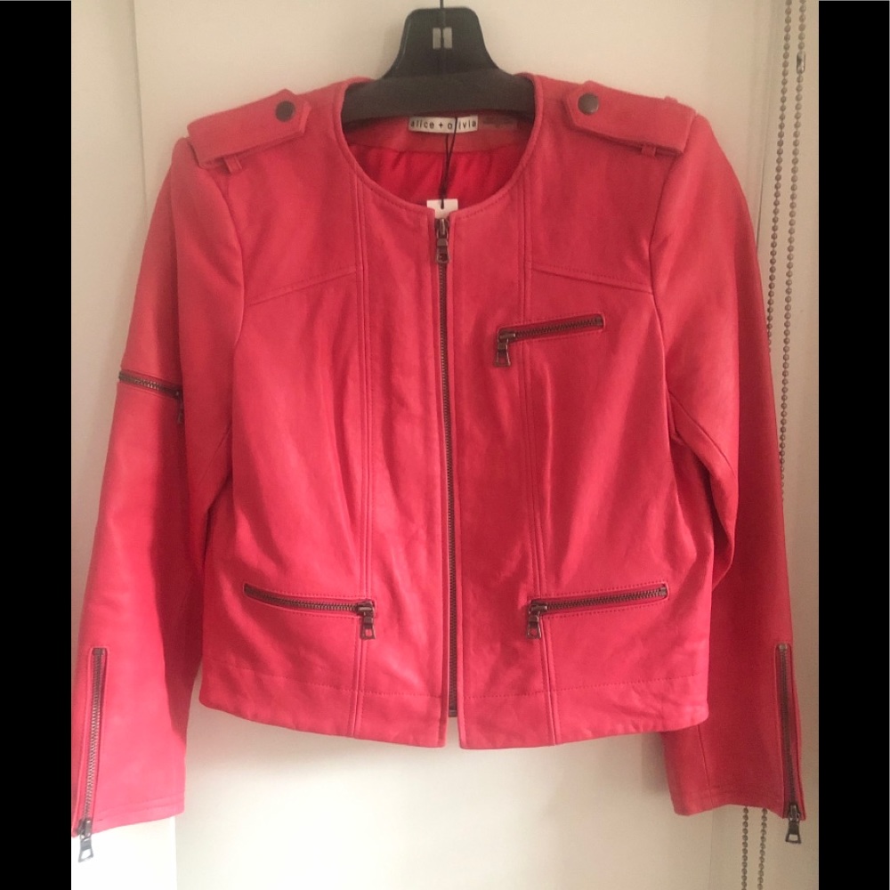 Alice + Olivia Lamb Leather Jacket NWT